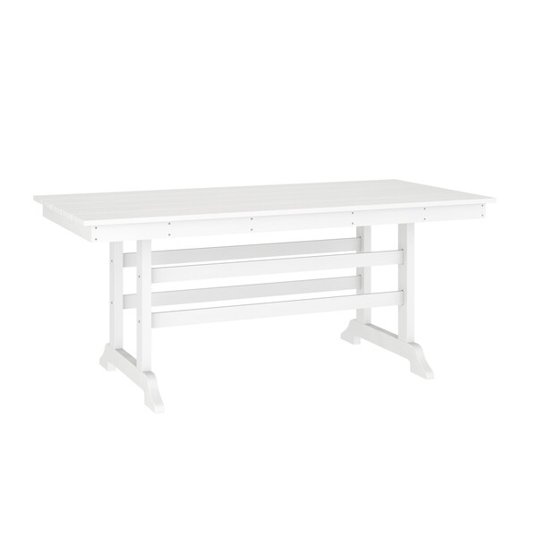 Flash Furniture Abraham Indoor/Outdoor 72-in Rectangle Recycled HDPE Adirondack Dining Table for 6 in White LE-HMP-158-01-WHT-GG - main
